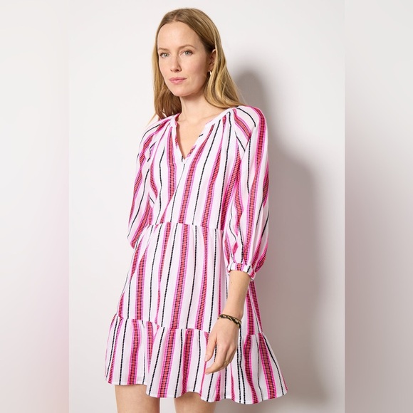 Evereve Pink Stripe Cassidy Mini Dress Small girly feminine casual work career - Picture 2 of 14